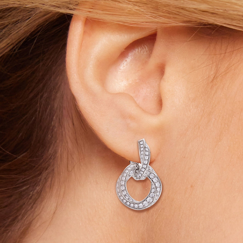 The Bond Double Link Earrings with 18KT Rose Gold / Lab / 2 1/2 Cut Diamond in 14KT Rose Gold / Lab / 2 1/2 view 5