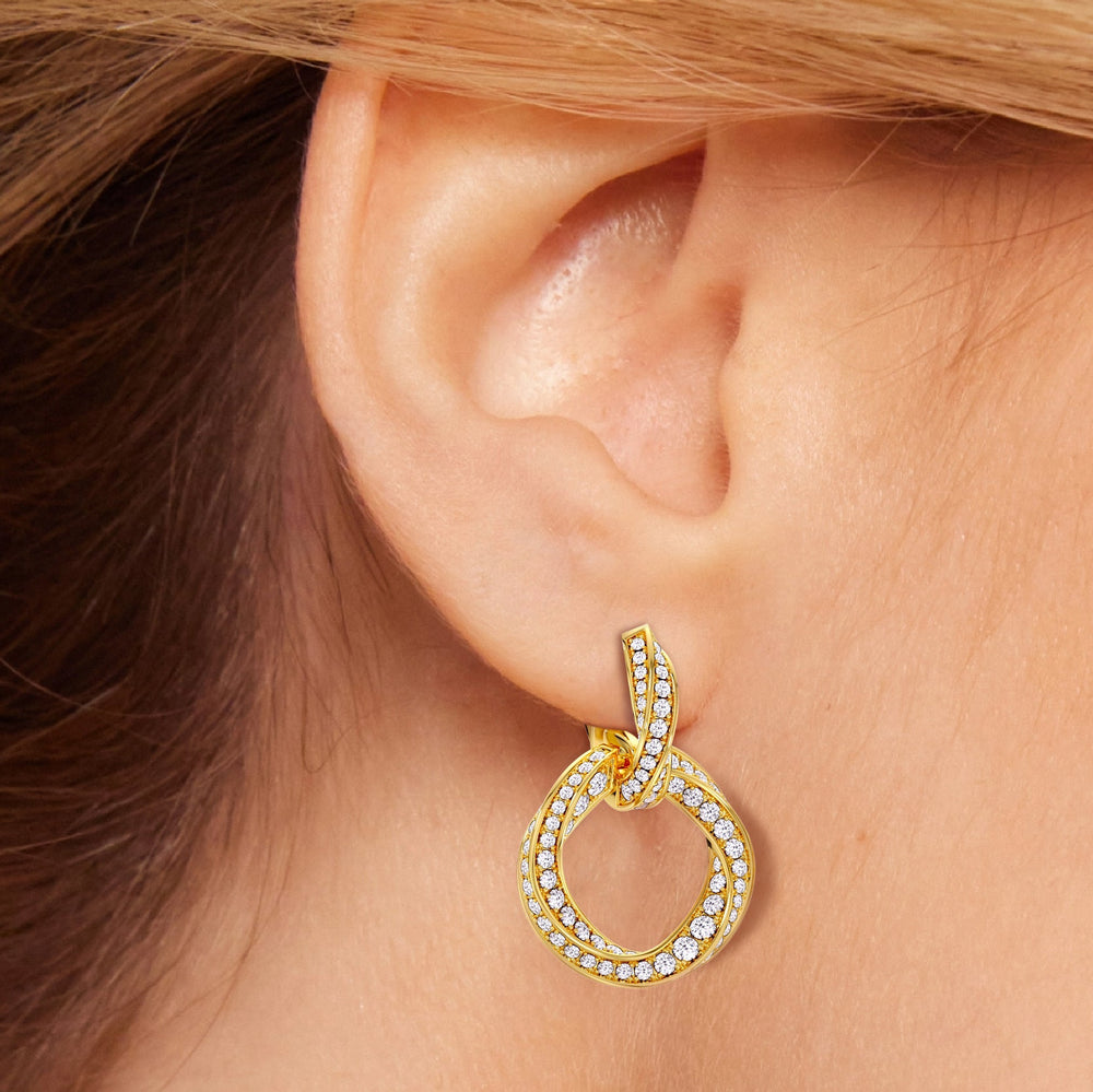 The Bond Double Link Earrings with 18KT Yellow Gold / Lab / 3 Cut Diamond in 14KT Yellow Gold / Lab / 3 view 5