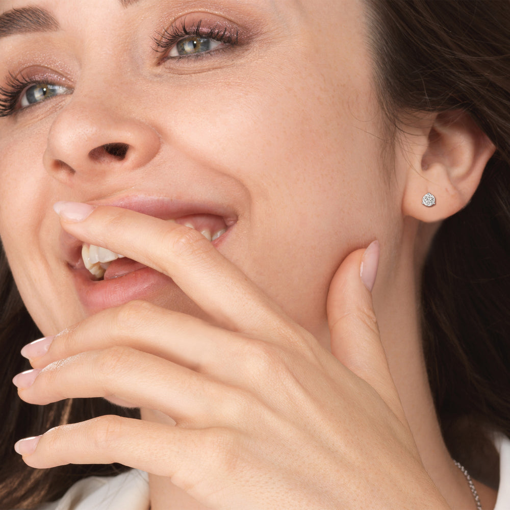 Classic Round Brilliant Cut Diamond Three Prong Martini Stud Earrings with 18KT Yellow Gold / Lab / 1 1/2 Cut Diamond in 14KT Yellow Gold / Lab / 1 1/2 view 2