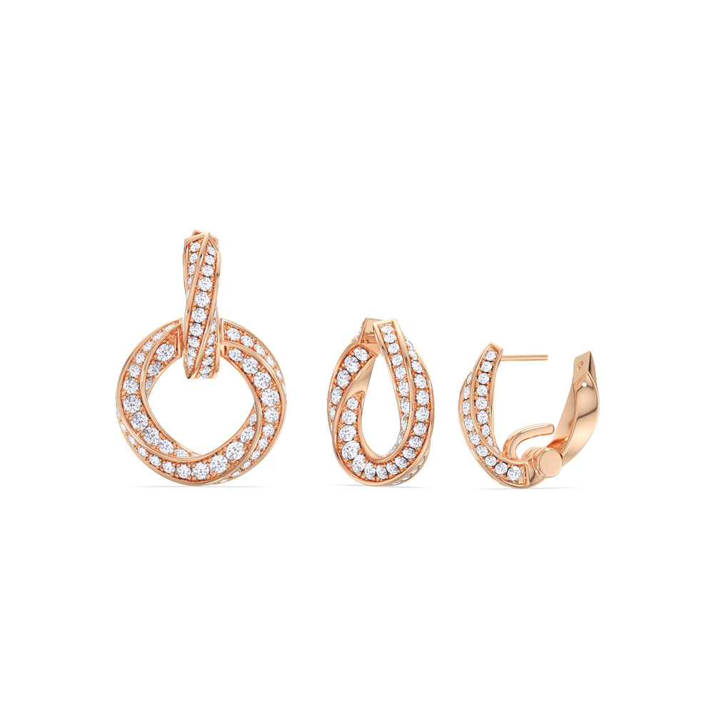 The Bond Double Link Earrings with 18KT Rose Gold / Lab / 2 1/2 Cut Diamond in 14KT Rose Gold / Lab / 2 1/2 view 3