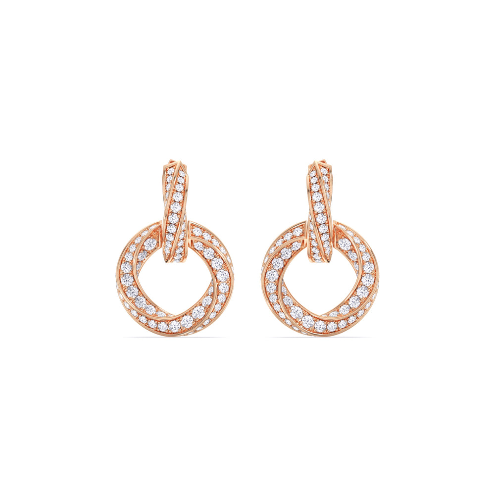 The Bond Double Link Earrings with 18KT Rose Gold / Lab / 2 1/2 Cut Diamond in 14KT Rose Gold / Lab / 2 1/2 view 2