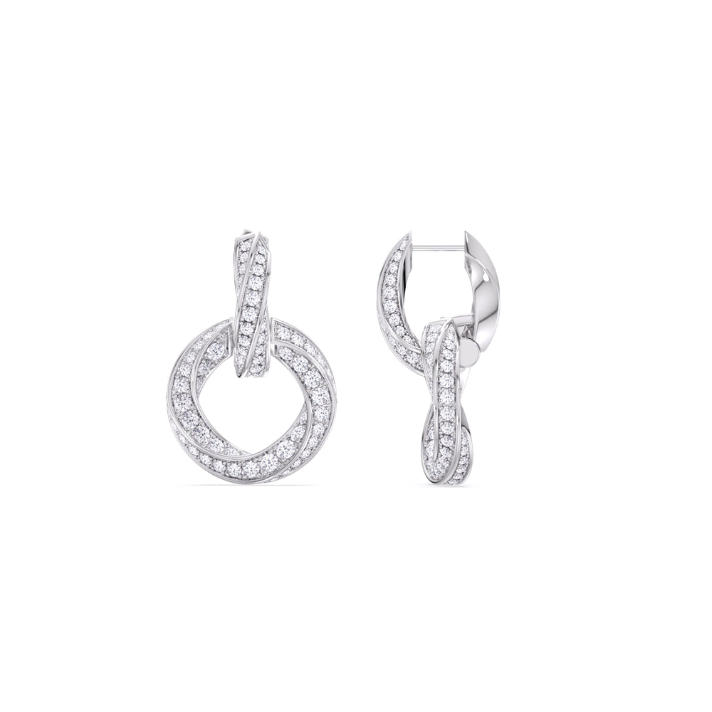 The Bond Double Link Earrings with 18KT White Gold / Lab / 2 1/2 Cut Diamond in 14KT White Gold / Lab / 2 1/2 view 8