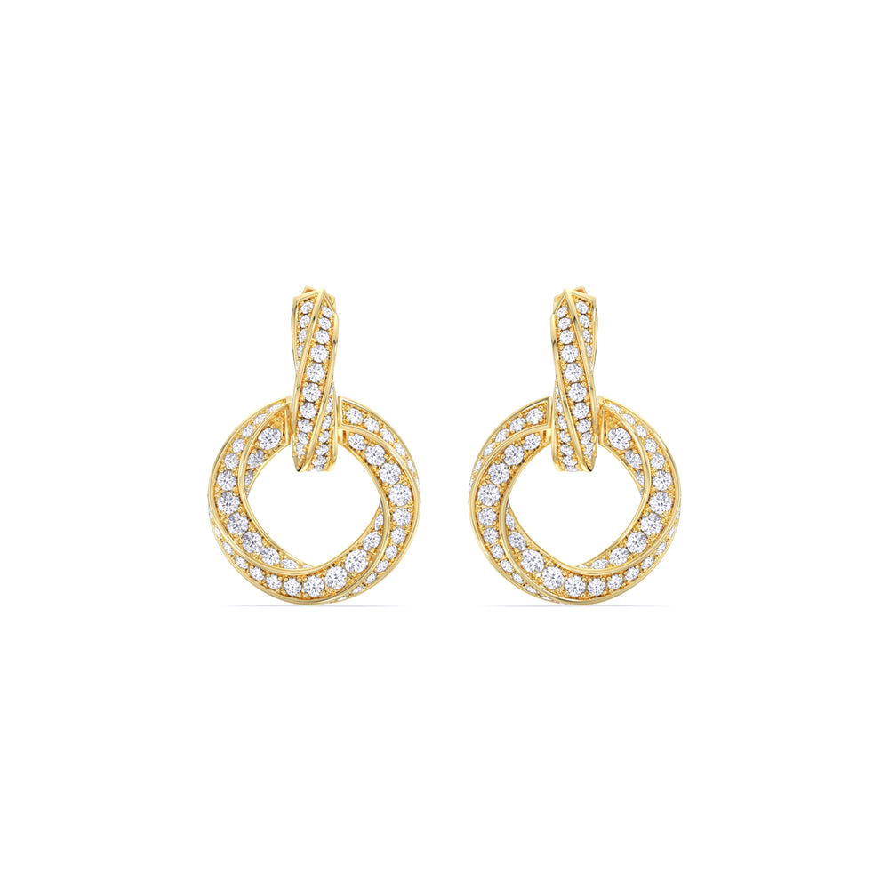 The Bond Double Link Earrings with 18KT Yellow Gold / Lab / 2 1/2 Cut Diamond in 14KT Yellow Gold / Lab / 2 1/2 view 2