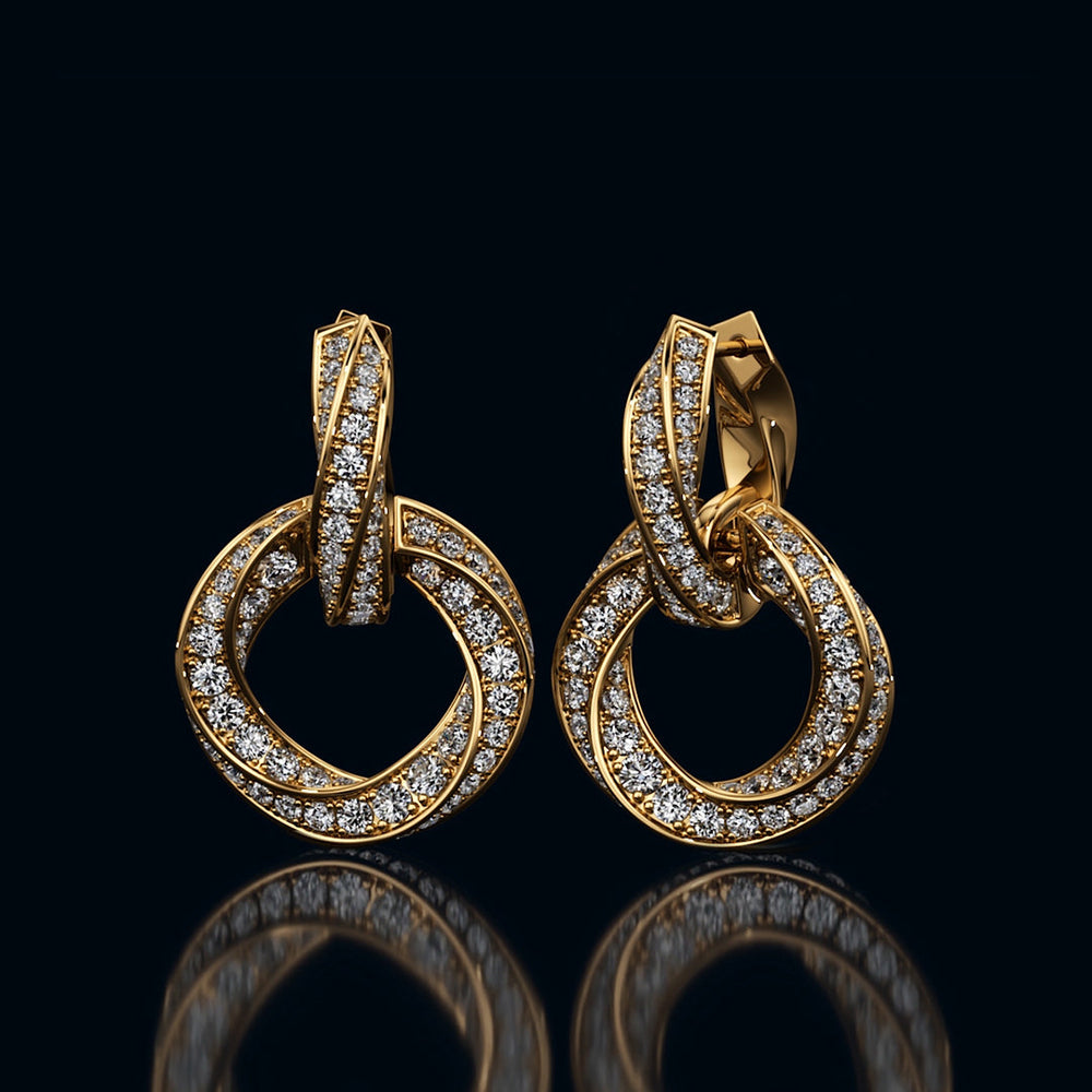 The Bond Double Link Earrings with 18KT Yellow Gold / Lab / 2 1/2 Cut Diamond in 14KT Yellow Gold / Lab / 2 1/2 view 1