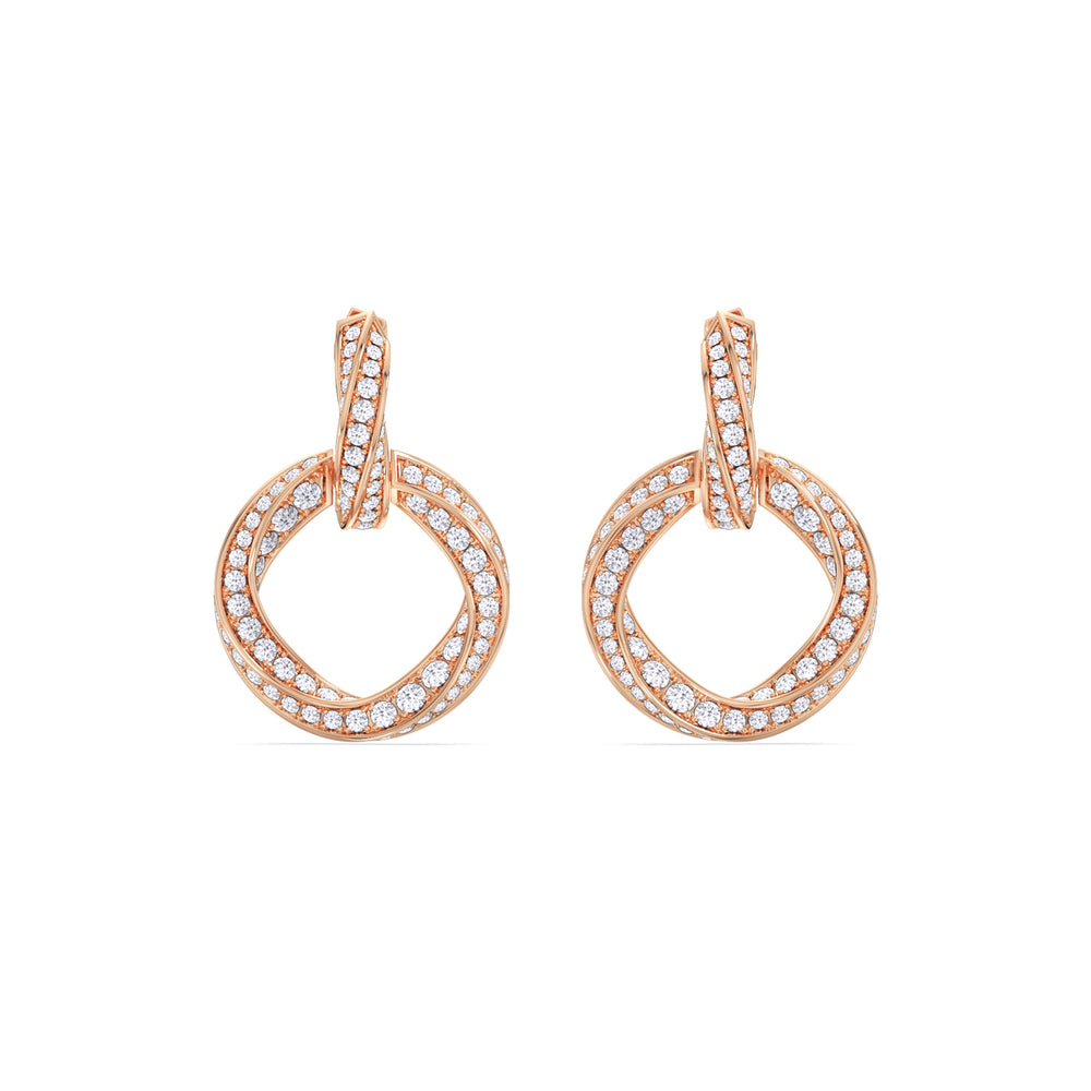 The Bond Double Link Earrings with 18KT Rose Gold / Lab / 3 Cut Diamond in 14KT Rose Gold / Lab / 3 view 2