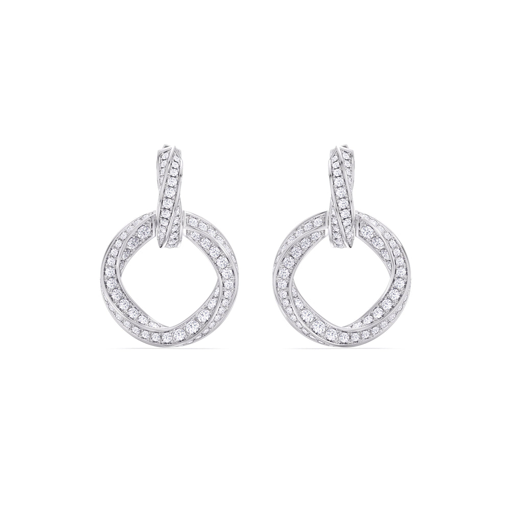 The Bond Double Link Earrings with 18KT White Gold / Lab / 3 Cut Diamond in 14KT White Gold / Lab / 3 view 2