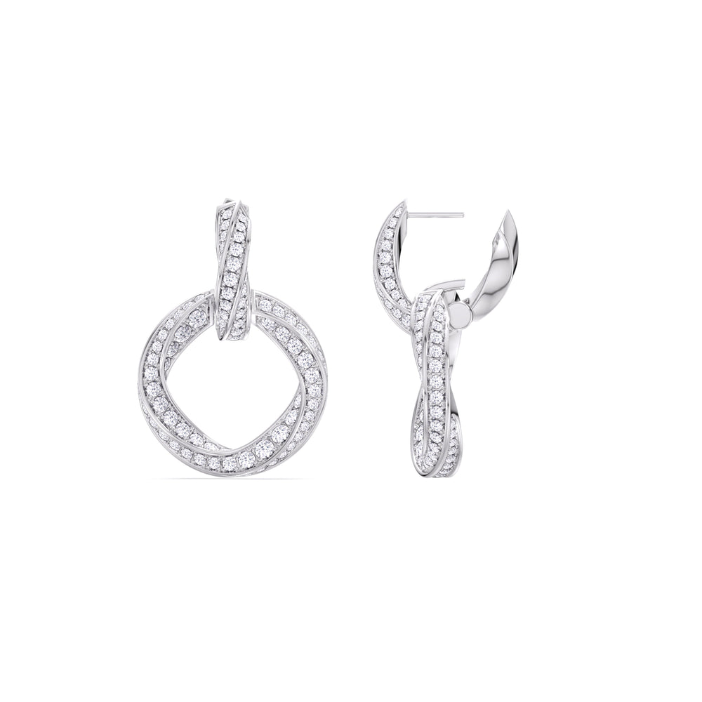 The Bond Double Link Earrings with 18KT White Gold / Lab / 3 Cut Diamond in 14KT White Gold / Lab / 3 view 9