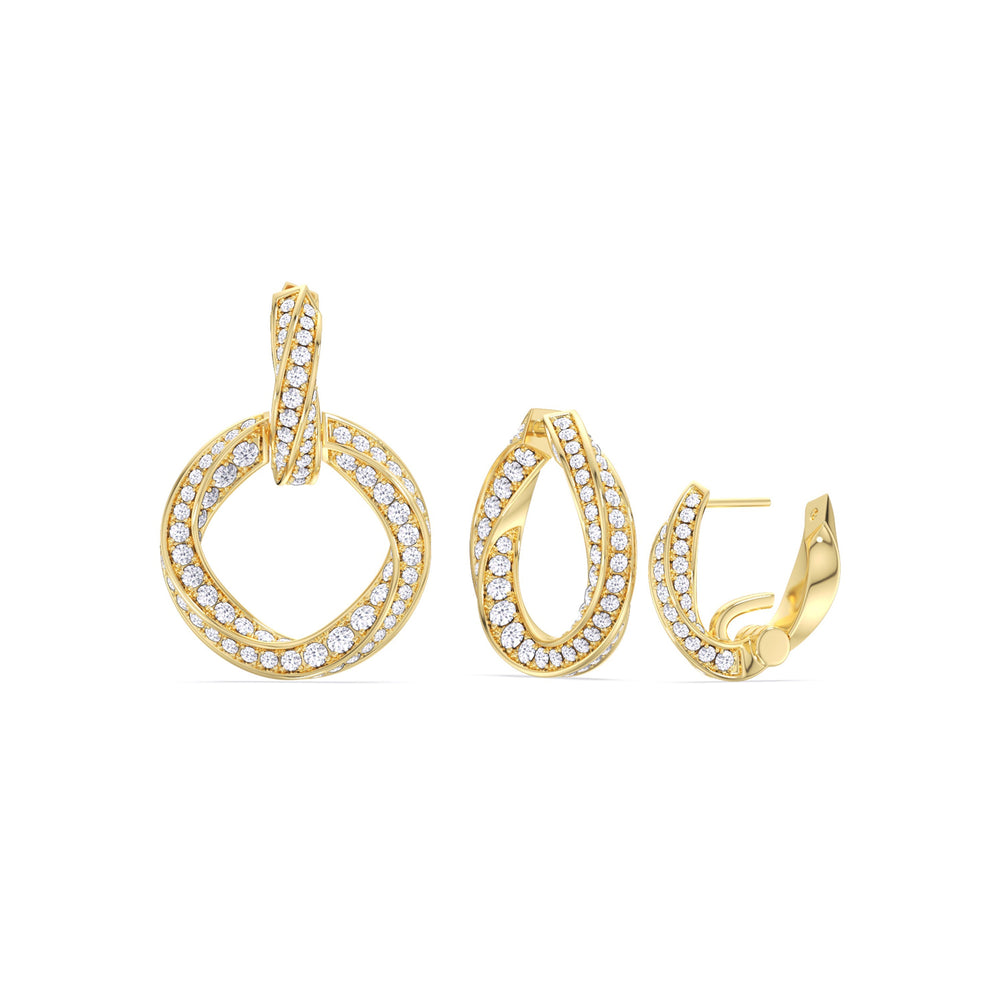 The Bond Double Link Earrings with 18KT Yellow Gold / Lab / 3 Cut Diamond in 14KT Yellow Gold / Lab / 3 view 3