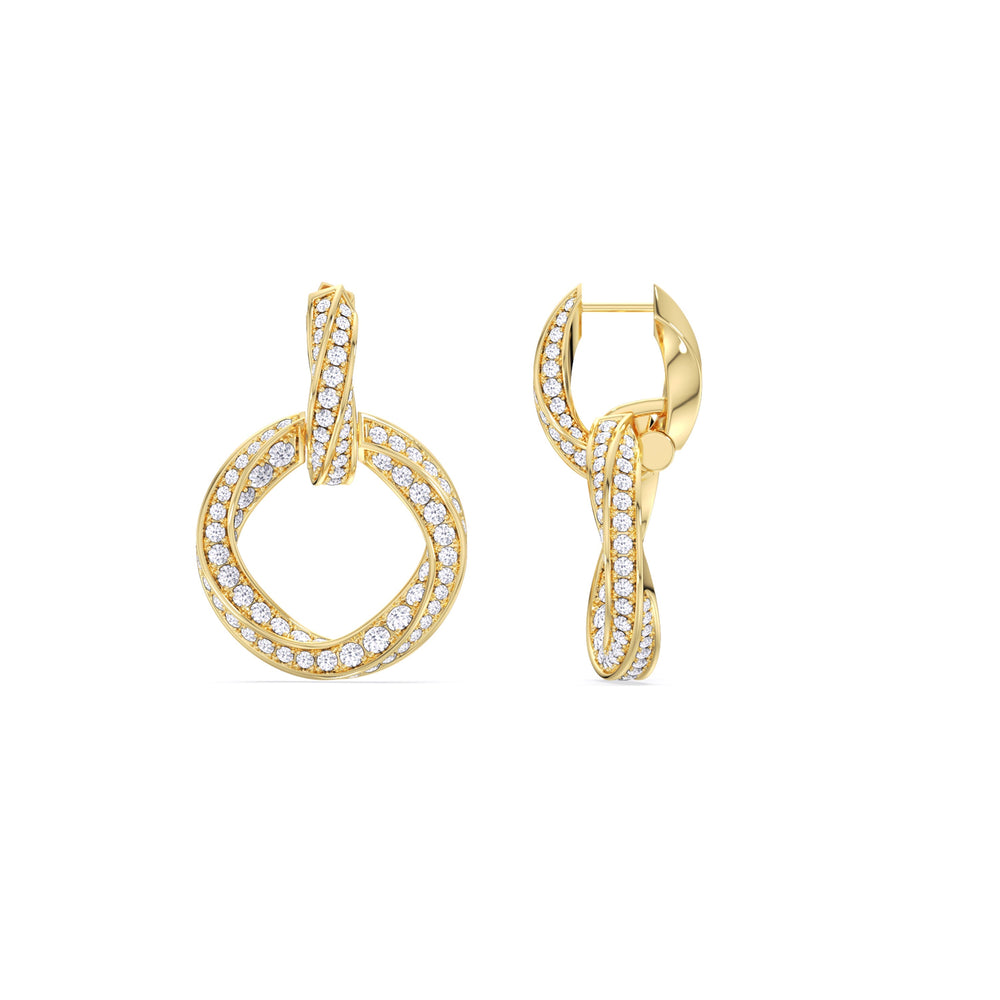 The Bond Double Link Earrings with 18KT Yellow Gold / Lab / 3 Cut Diamond in 14KT Yellow Gold / Lab / 3 view 9