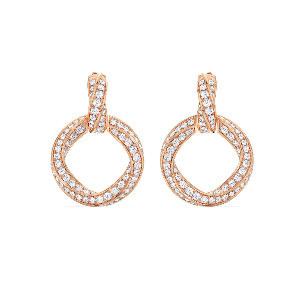 The Bond Double Link Earrings with 18KT Rose Gold / Lab / 4 1/3 Cut Diamond in 14KT Rose Gold / Lab / 4 1/3 view 2