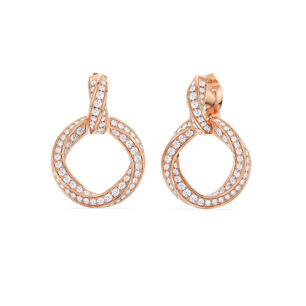 The Bond Double Link Earrings with 18KT Rose Gold / Lab / 4 1/3 Cut Diamond in 14KT Rose Gold / Lab / 4 1/3 view 7