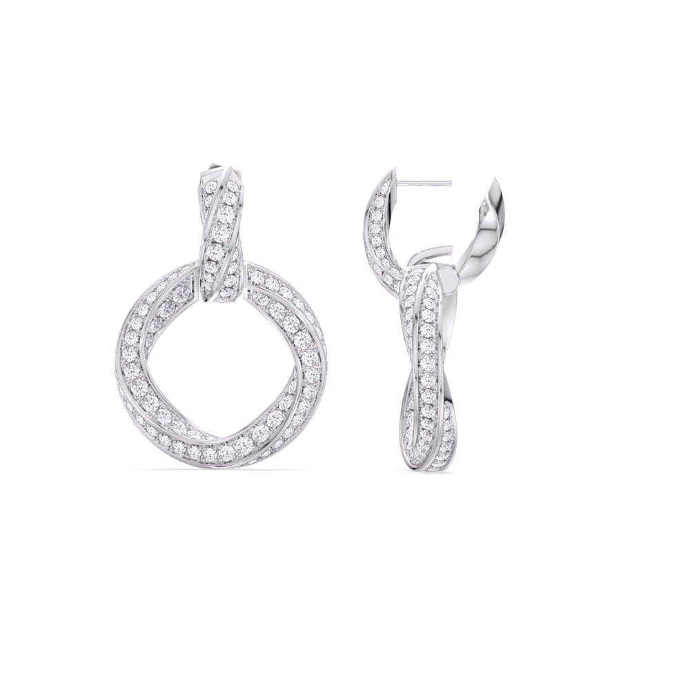 The Bond Double Link Earrings with 18KT White Gold / Lab / 4 1/3 Cut Diamond in 14KT White Gold / Lab / 4 1/3 view 9