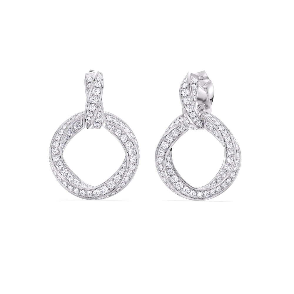The Bond Double Link Earrings with 18KT White Gold / Lab / 4 1/3 Cut Diamond in 14KT White Gold / Lab / 4 1/3 view 7