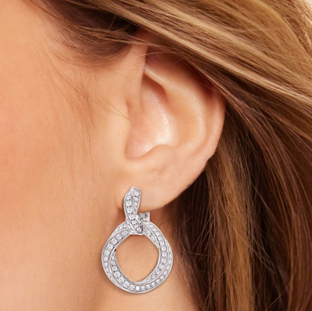 The Bond Double Link Earrings with 18KT Rose Gold / Lab / 4 1/3 Cut Diamond in 14KT Rose Gold / Lab / 4 1/3 view 4