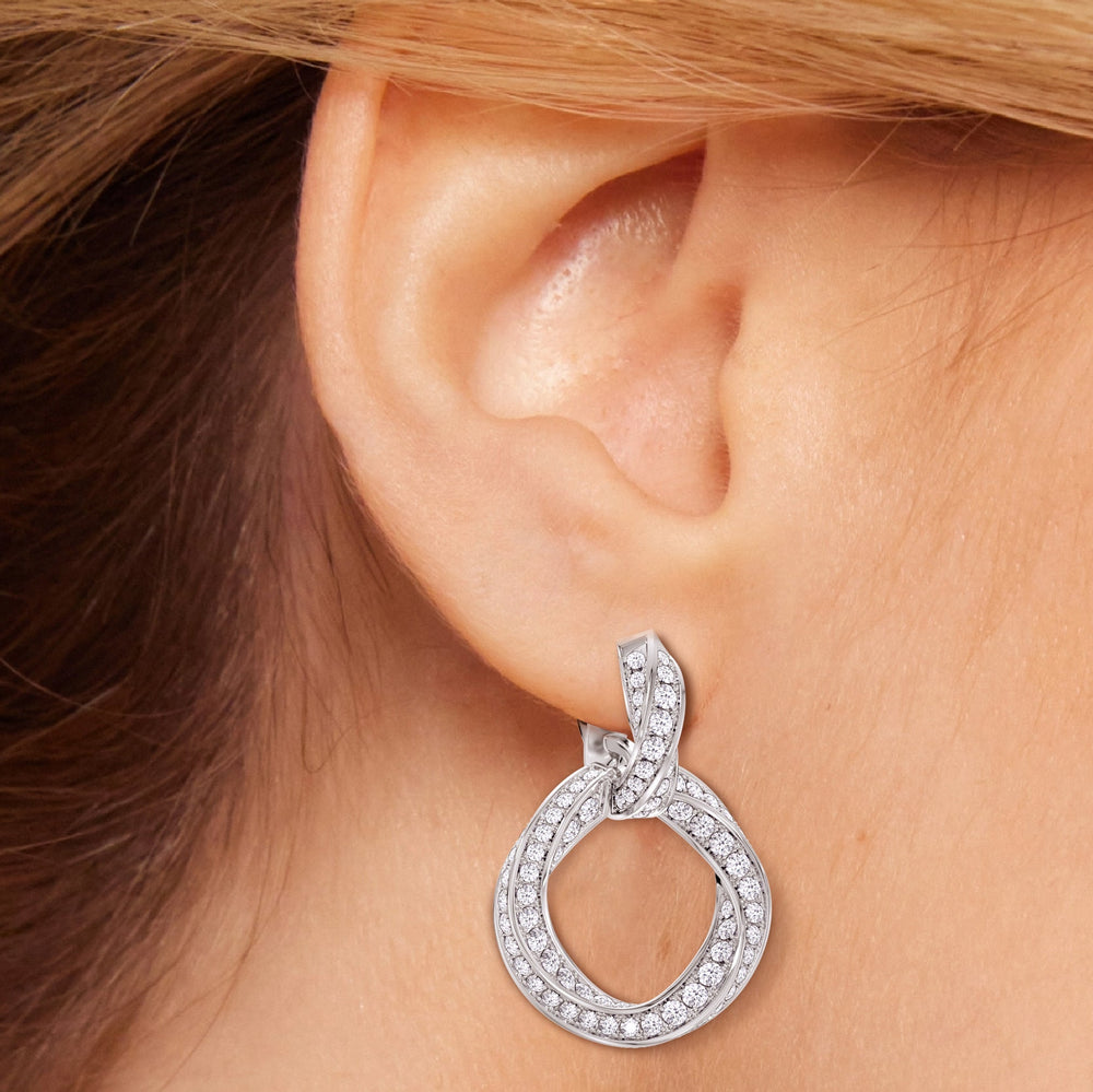 The Bond Double Link Earrings with 18KT Rose Gold / Lab / 4 1/3 Cut Diamond in 14KT Rose Gold / Lab / 4 1/3 view 5