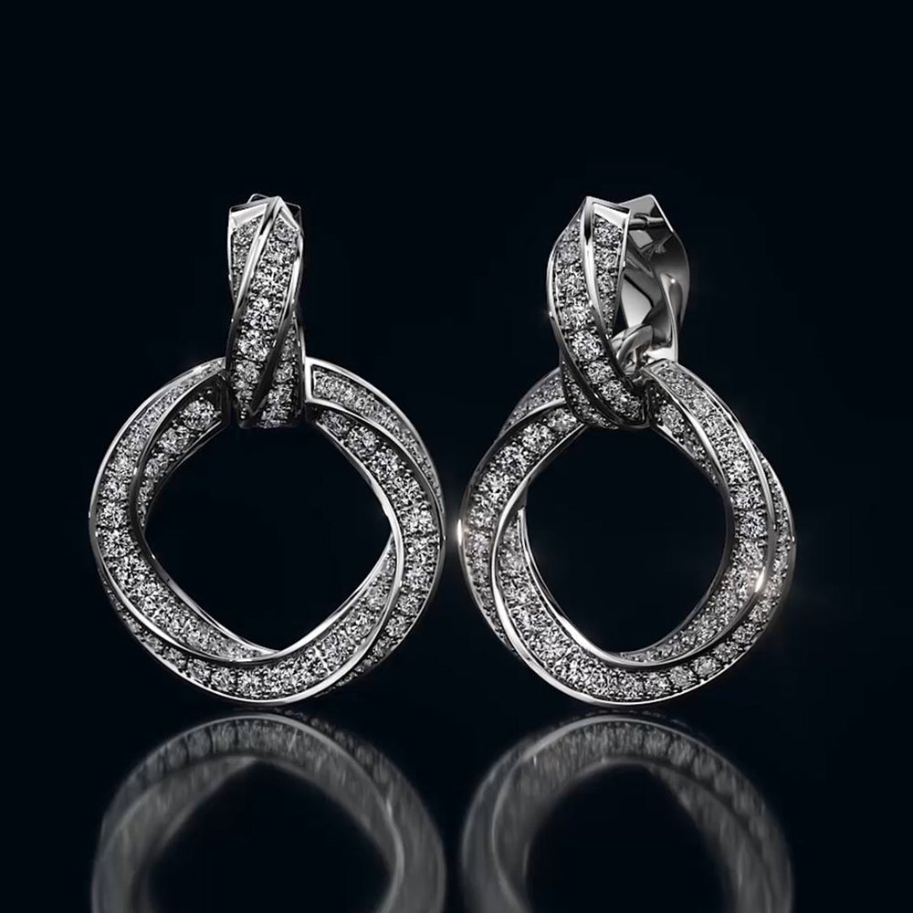 The Bond Double Link Earrings with 18KT White Gold / Lab / 4 1/3 Cut Diamond in 14KT White Gold / Lab / 4 1/3 view 1