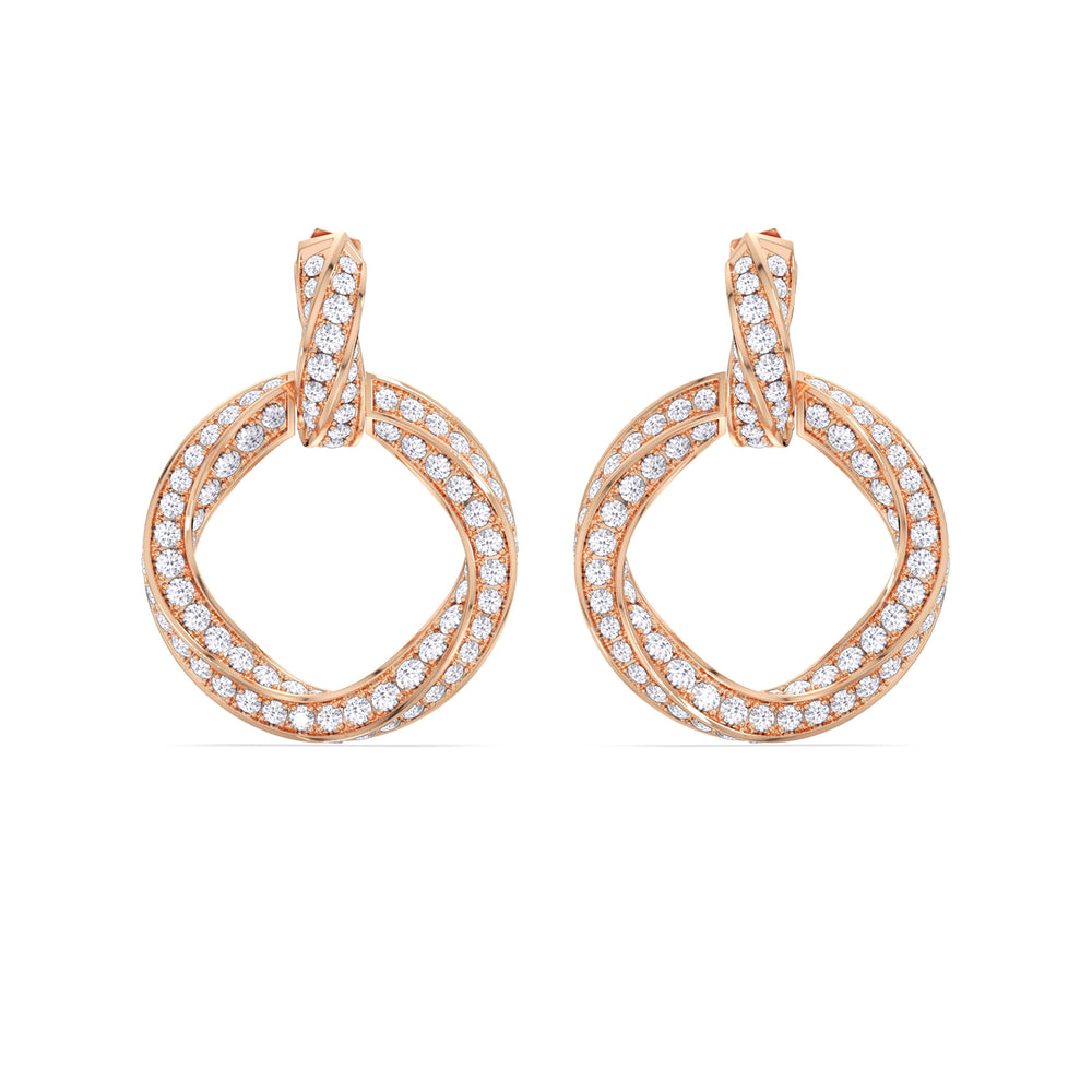The Bond Double Link Earrings with 18KT Rose Gold / Lab / 5 3/4 Cut Diamond in 14KT Rose Gold / Lab / 5 3/4 view 2