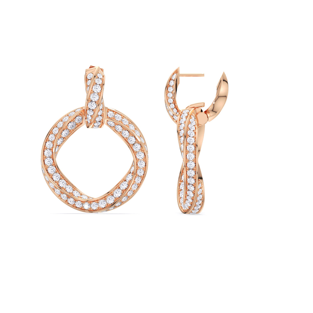 The Bond Double Link Earrings with 18KT Rose Gold / Lab / 5 3/4 Cut Diamond in 14KT Rose Gold / Lab / 5 3/4 view 9