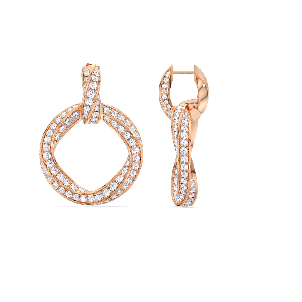 The Bond Double Link Earrings with 18KT Rose Gold / Lab / 5 3/4 Cut Diamond in 14KT Rose Gold / Lab / 5 3/4 view 8