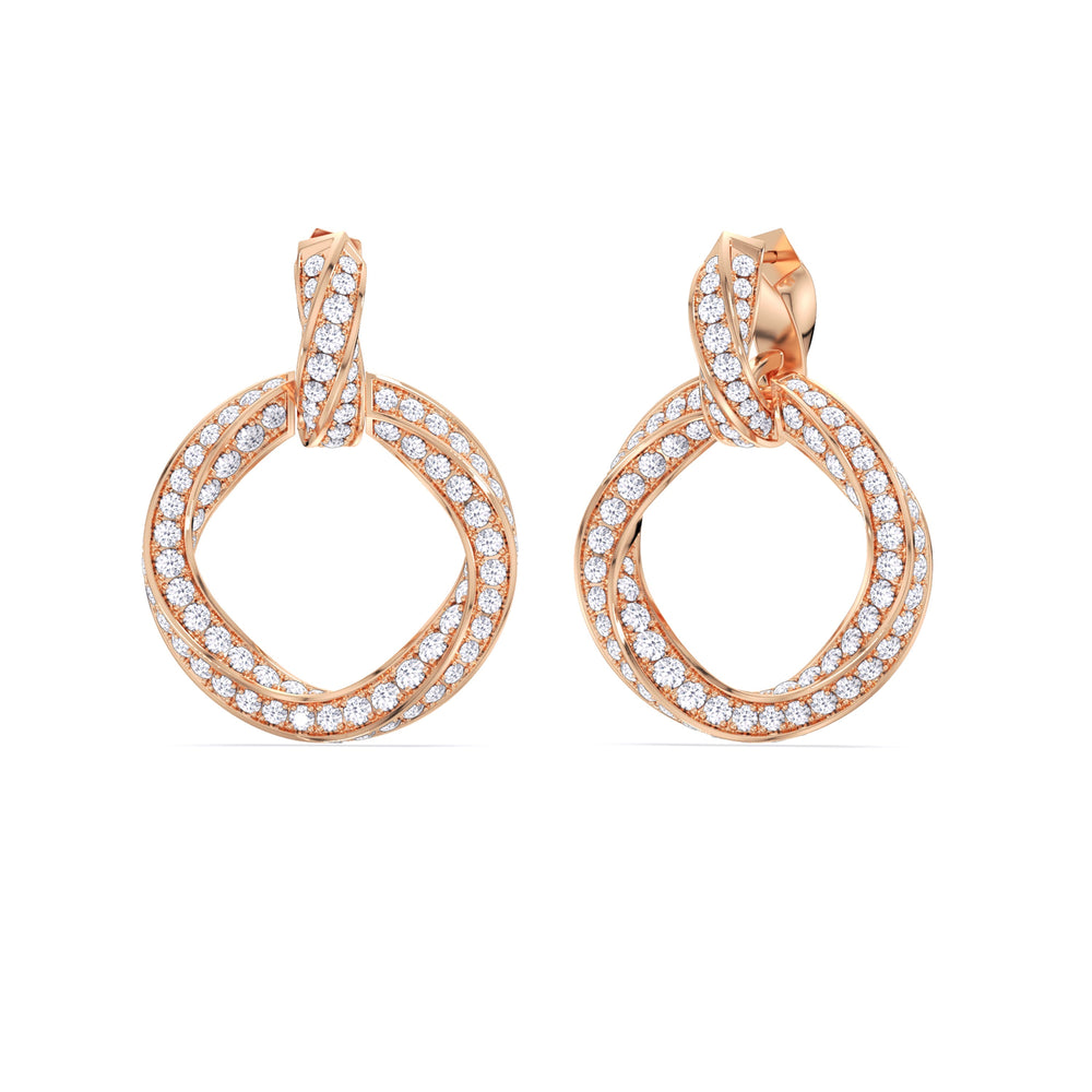 The Bond Double Link Earrings with 18KT Rose Gold / Lab / 5 3/4 Cut Diamond in 14KT Rose Gold / Lab / 5 3/4 view 7