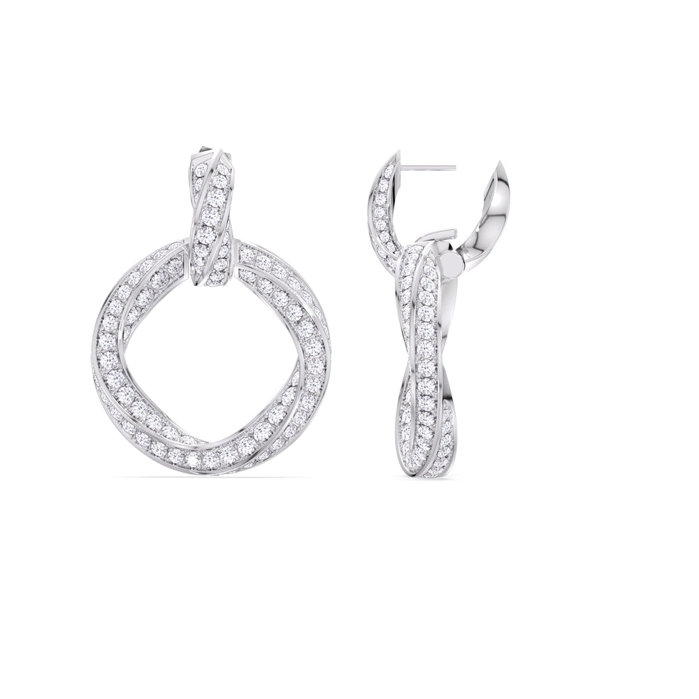 The Bond Double Link Earrings with 18KT White Gold / Lab / 5 3/4 Cut Diamond in 14KT White Gold / Lab / 5 3/4 view 9