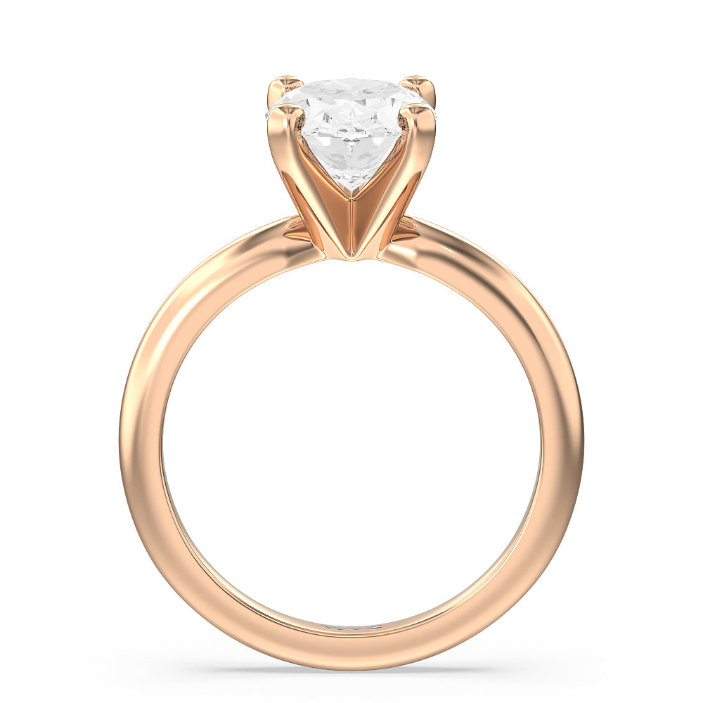 Oval Cut Fine Classic Four Prong Solitaire Diamond Engagement Ring with Lab Grown Diamond in 14KT Rose Gold view 2