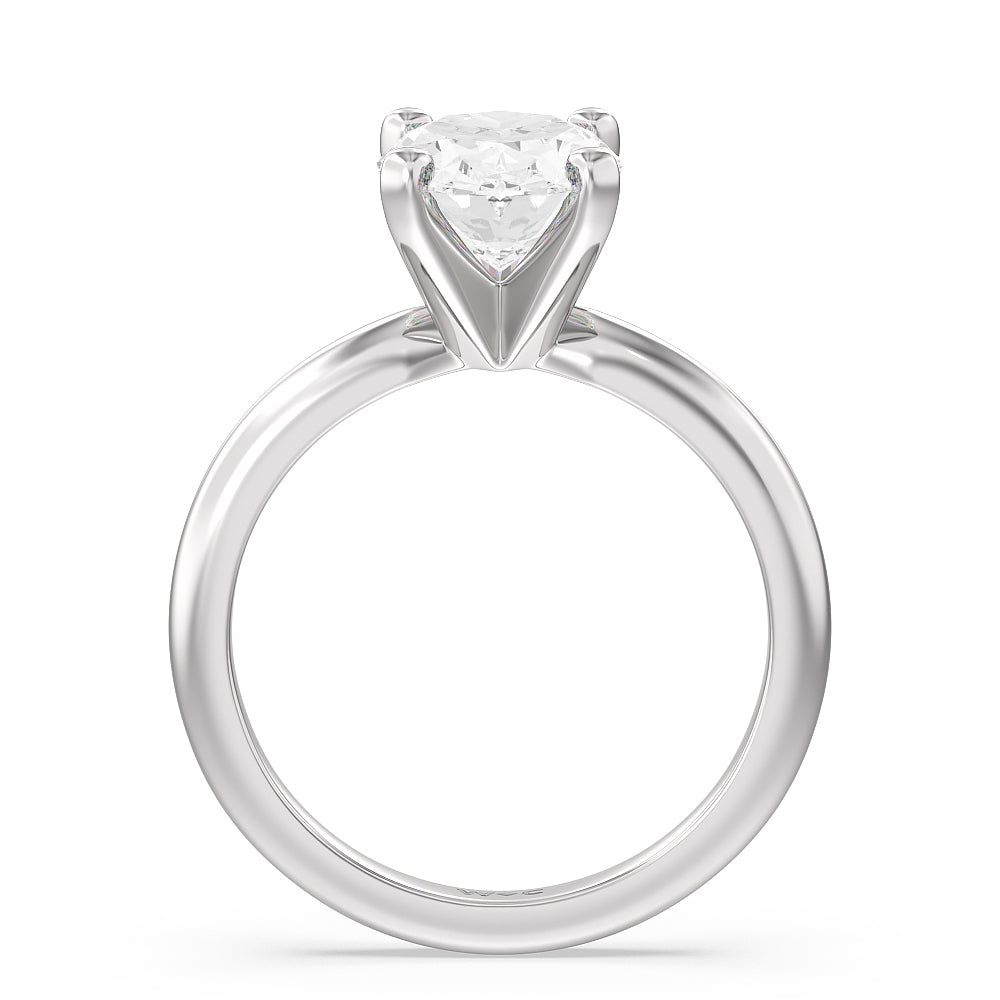 Oval Cut Fine Classic Four Prong Solitaire Diamond Engagement Ring with Lab Grown Diamond in 14KT Platinum view 2