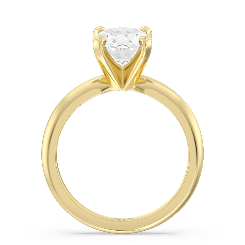 Oval Cut Fine Classic Four Prong Solitaire Diamond Engagement Ring with Lab Grown Diamond in 14KT Yellow Gold view 2