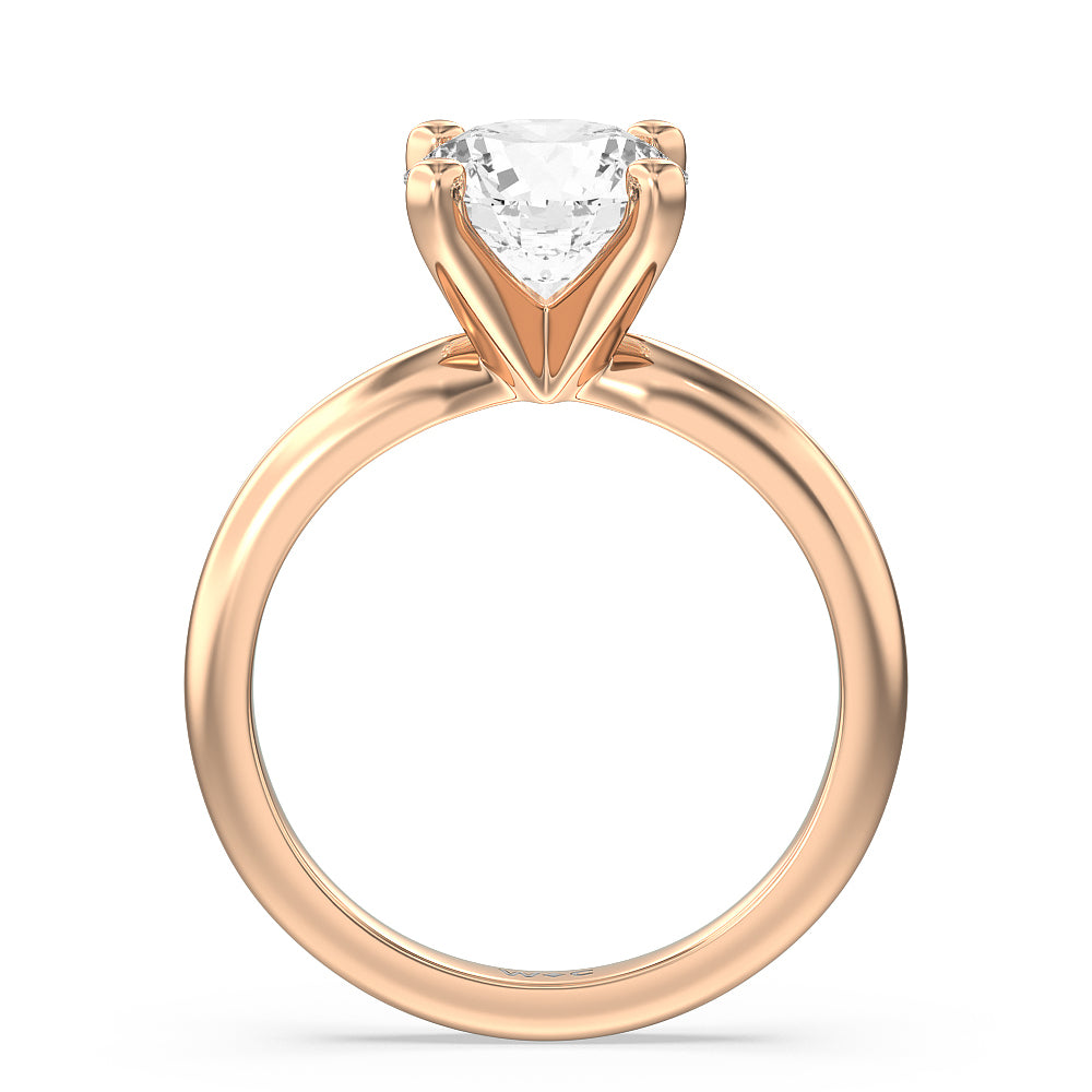 Round Cut Fine Classic Four Prong Solitaire Diamond Engagement Ring with Lab Grown Diamond in 14KT Rose Gold view 2