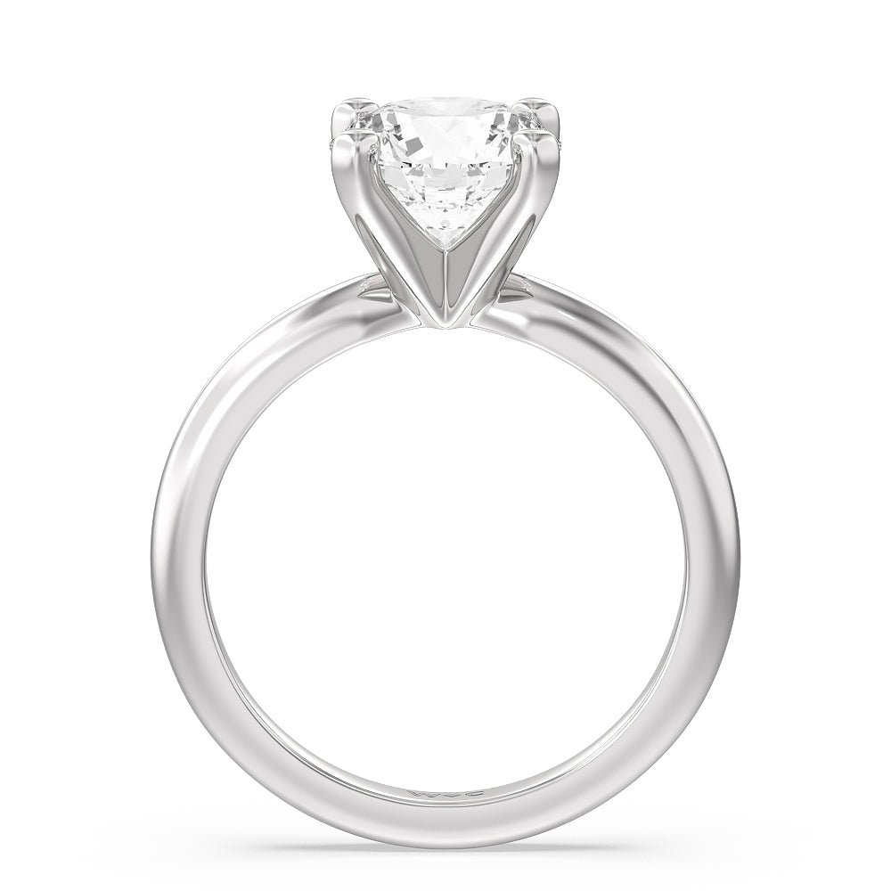 Round Cut Fine Classic Four Prong Solitaire Diamond Engagement Ring with Lab Grown Diamond in 14KT Platinum view 2
