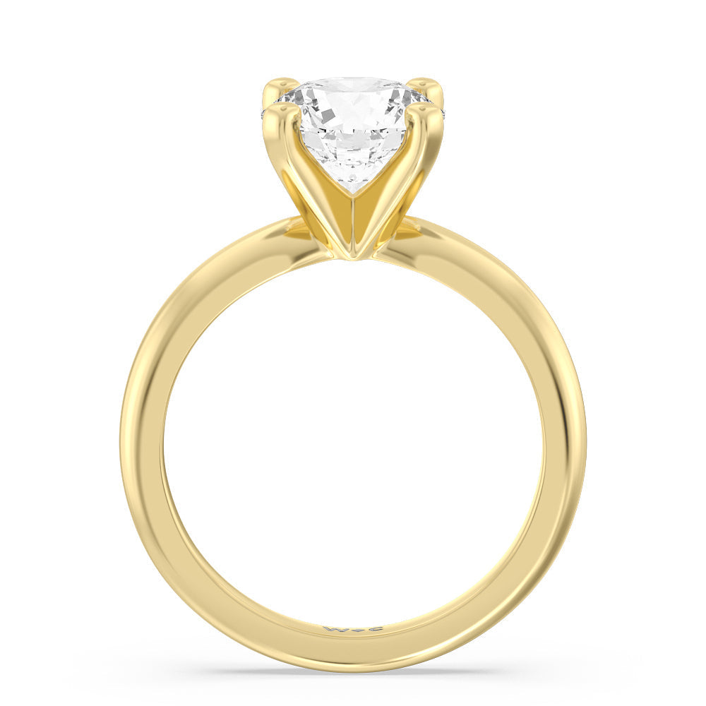 Round Cut Fine Classic Four Prong Solitaire Diamond Engagement Ring with Lab Grown Diamond in 14KT Yellow Gold view 2
