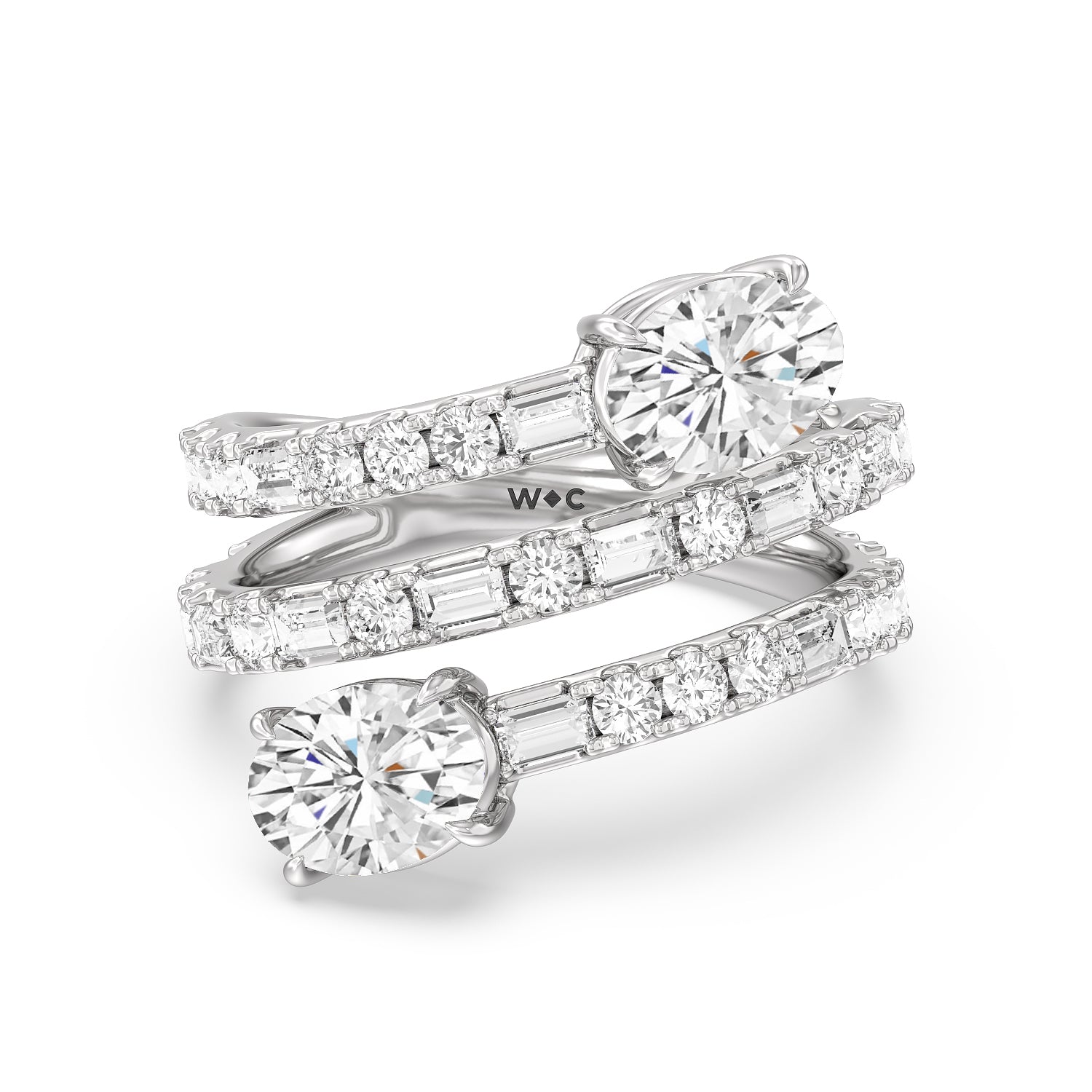 Oval Diamond End Spiral Fashion Ring