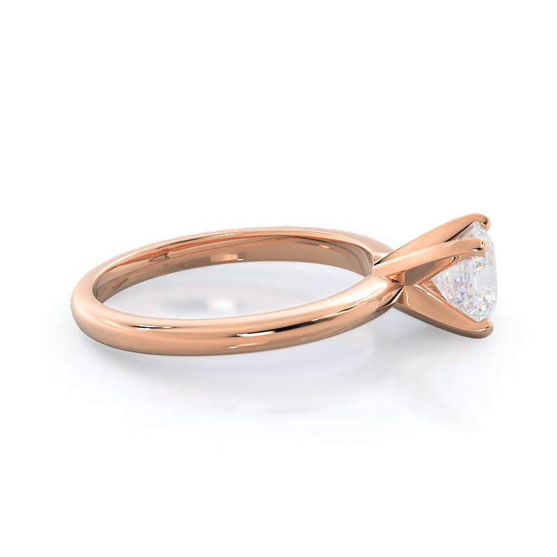 Asscher Cut Fine Classic Four Prong Solitaire Diamond Engagement Ring with Lab Grown Diamond in 14KT Rose Gold view 3
