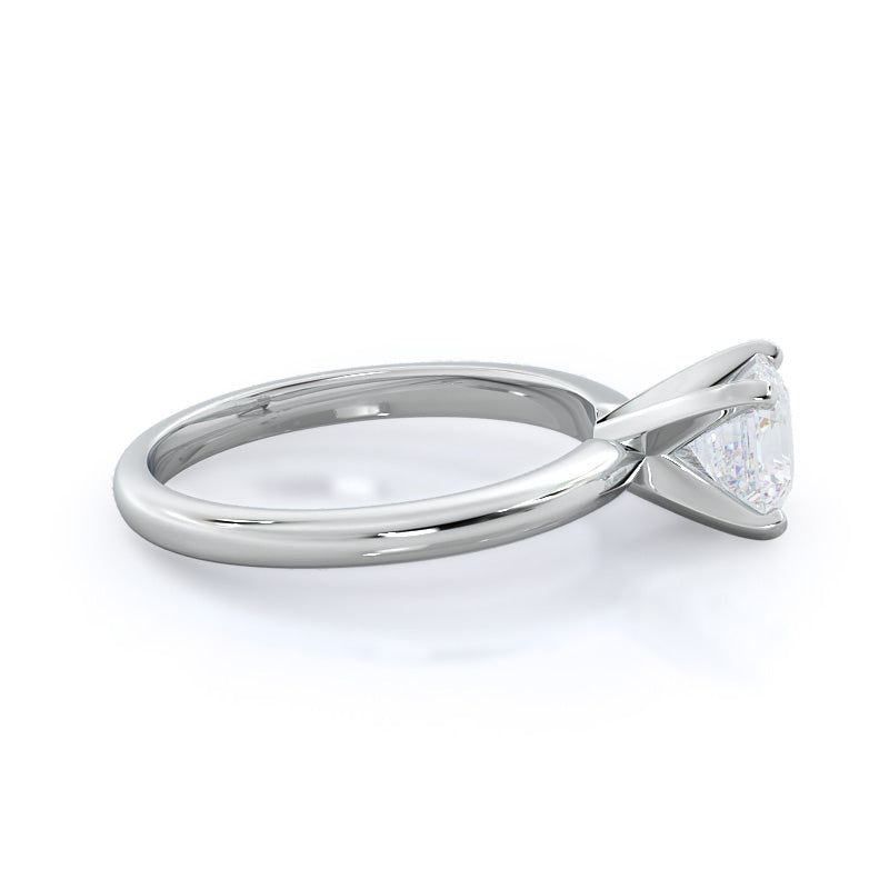 Asscher Cut Fine Classic Four Prong Solitaire Diamond Engagement Ring with Lab Grown Diamond in 14KT Platinum view 3