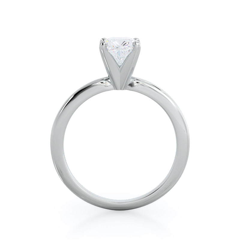Cushion Cut Fine Classic Four Prong Solitaire Diamond Engagement Ring with Lab Grown Diamond in 14KT Platinum view 2