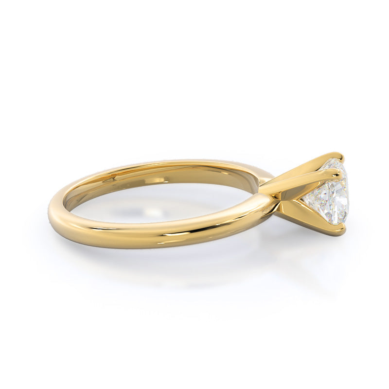 Cushion Cut Fine Classic Four Prong Solitaire Diamond Engagement Ring with Lab Grown Diamond in 14KT Yellow Gold view 3