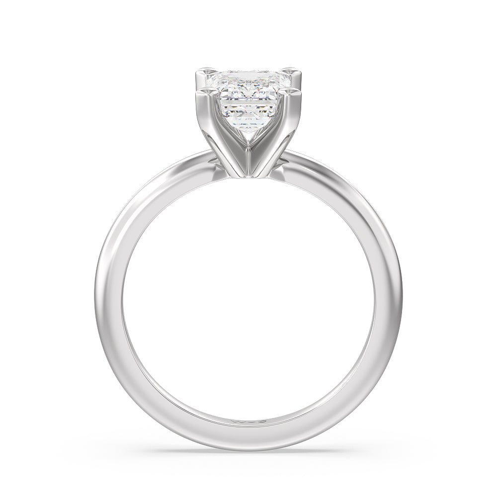 Emerald Cut Fine Classic Four Prong Solitaire Diamond Engagement Ring with Lab Grown Diamond in 14KT Platinum view 2