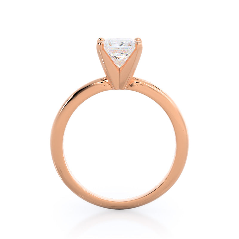 Princess Cut Fine Classic Four Prong Solitaire Diamond Engagement Ring with Lab Grown Diamond in 14KT Rose Gold view 2