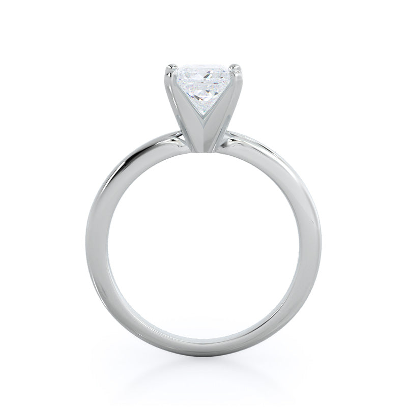 Princess Cut Fine Classic Four Prong Solitaire Diamond Engagement Ring with Lab Grown Diamond in 14KT Platinum view 2