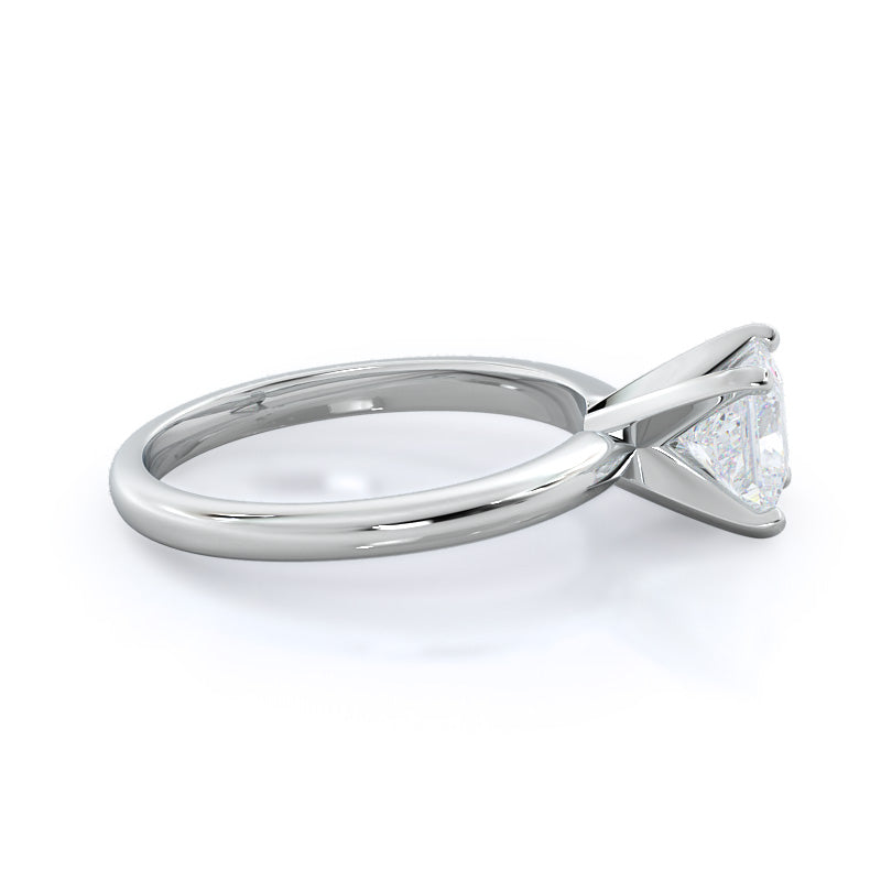Princess Cut Fine Classic Four Prong Solitaire Diamond Engagement Ring with Lab Grown Diamond in 14KT Platinum view 3