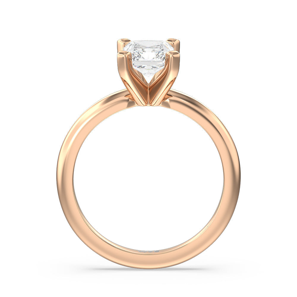 Radiant Cut Fine Classic Four Prong Solitaire Diamond Engagement Ring with Lab Grown Diamond in 14KT Rose Gold view 2