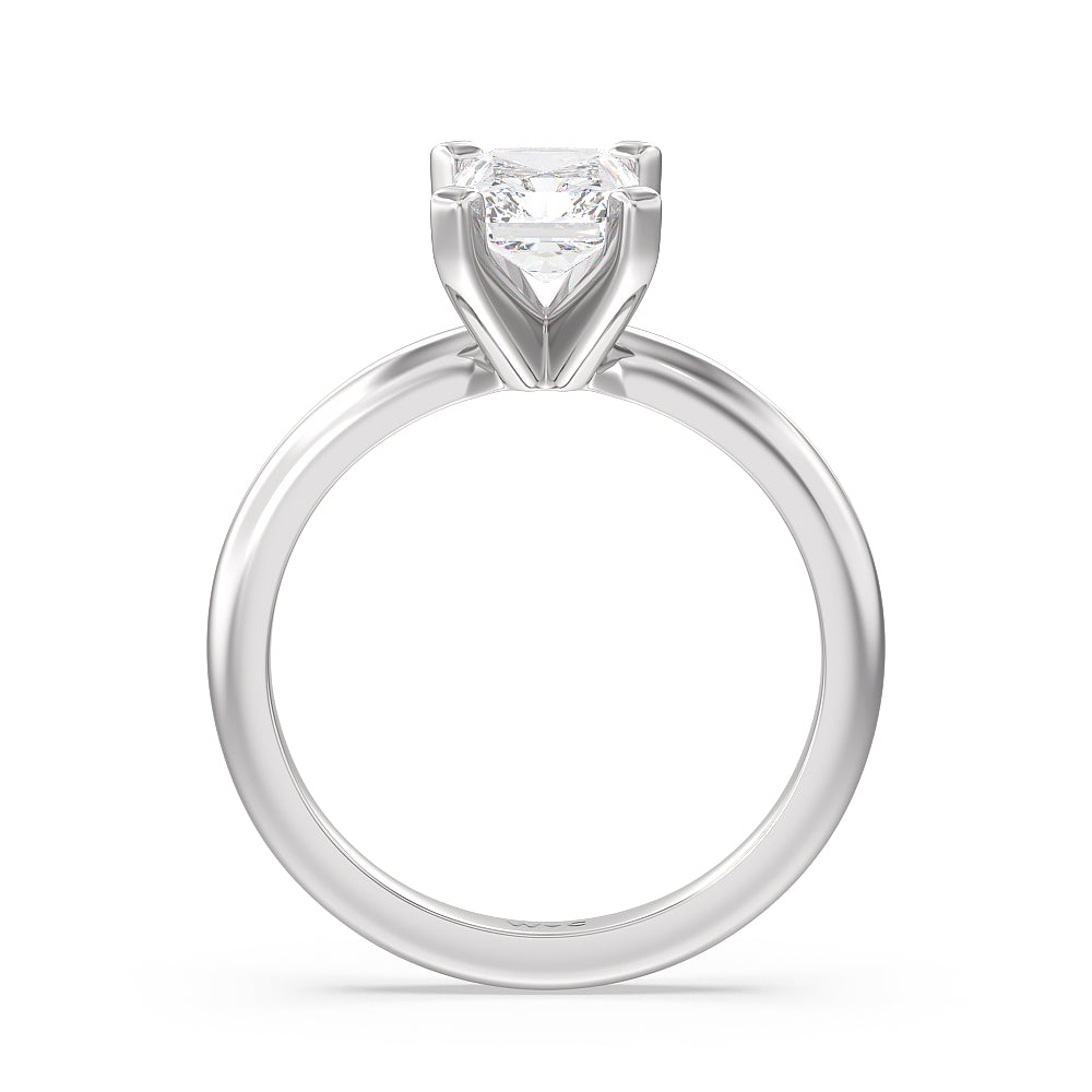 Radiant Cut Fine Classic Four Prong Solitaire Diamond Engagement Ring with Lab Grown Diamond in 14KT Platinum view 2