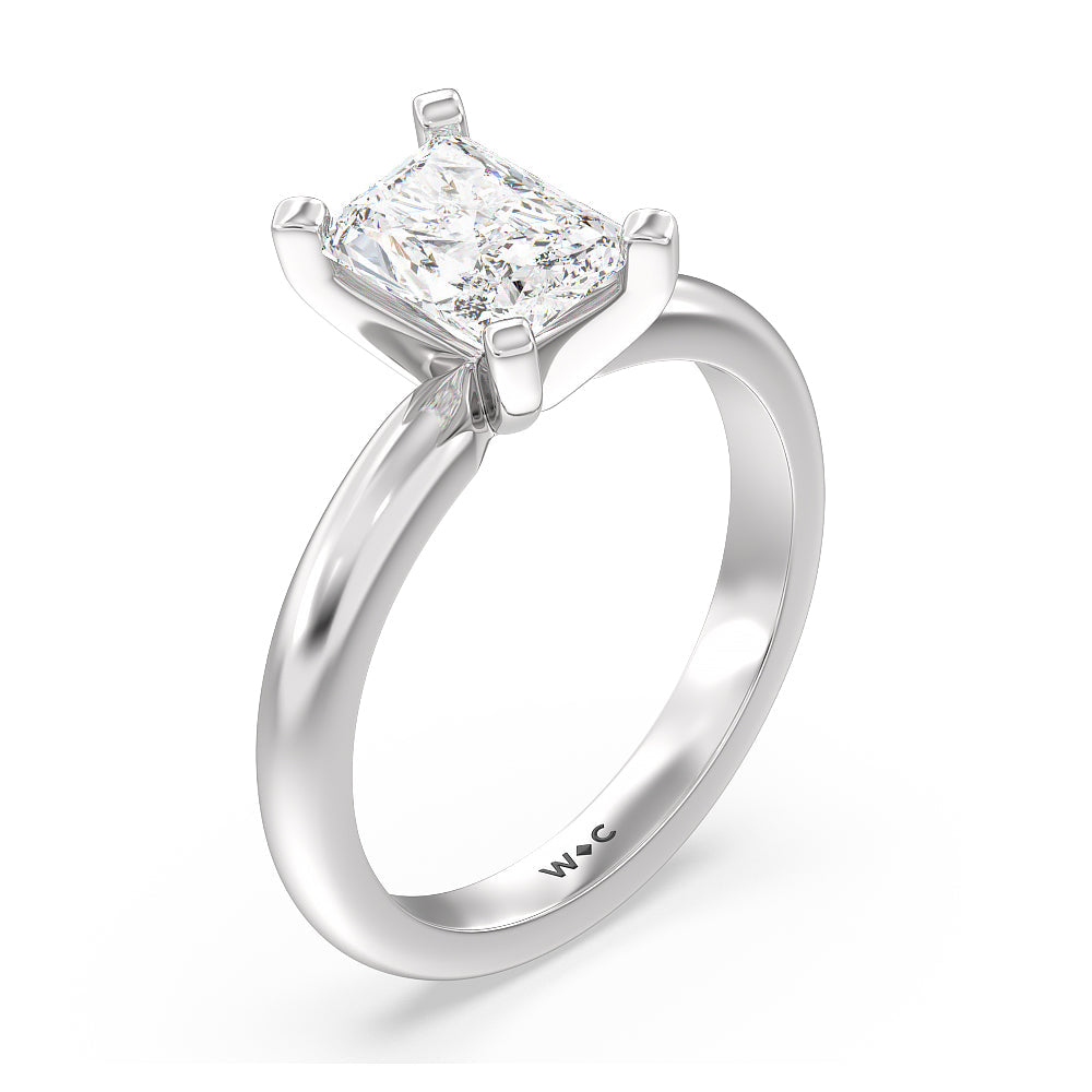 Radiant Cut Fine Classic Four Prong Solitaire Diamond Engagement Ring with Lab Grown Diamond in 14KT Platinum view 3