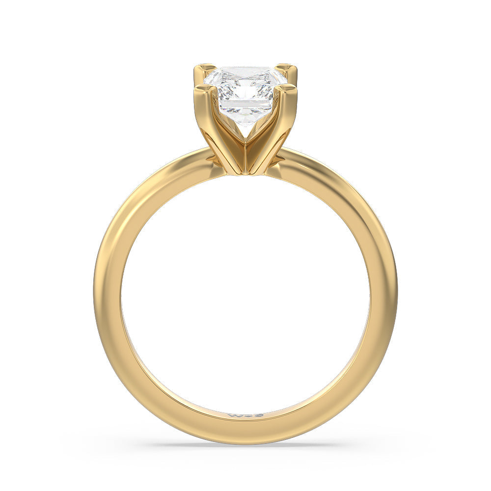 Radiant Cut Fine Classic Four Prong Solitaire Diamond Engagement Ring with Lab Grown Diamond in 14KT Yellow Gold view 2