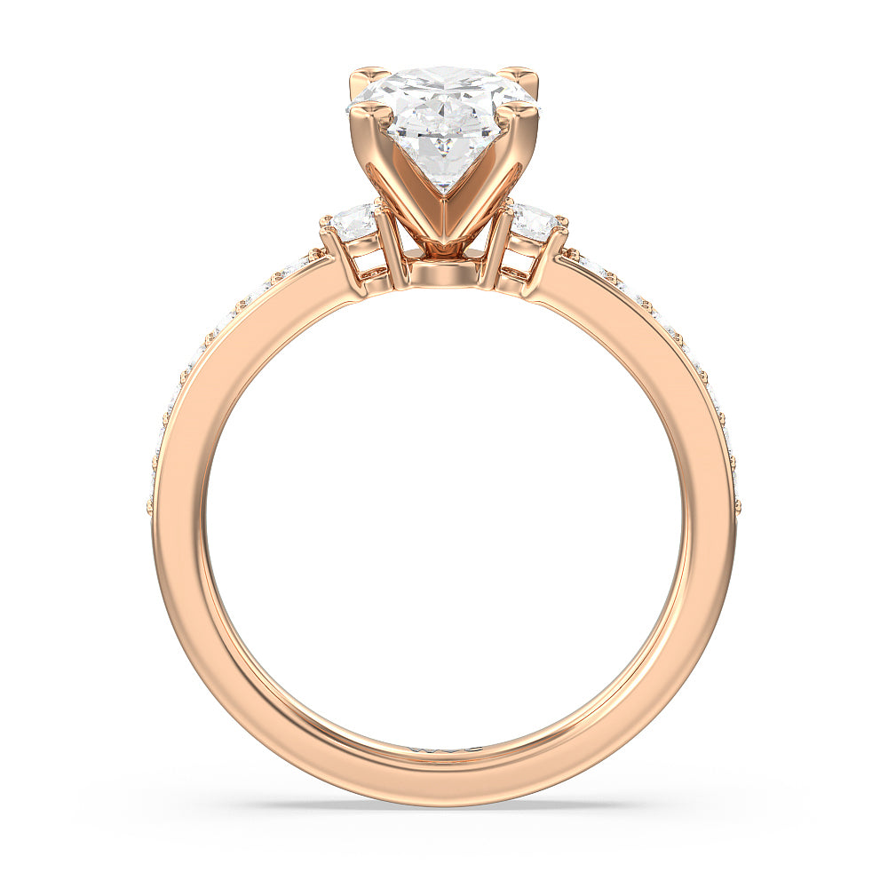 Duet Diamond Engagement Ring with Oval Cut Diamond in 14KT Rose Gold view 2