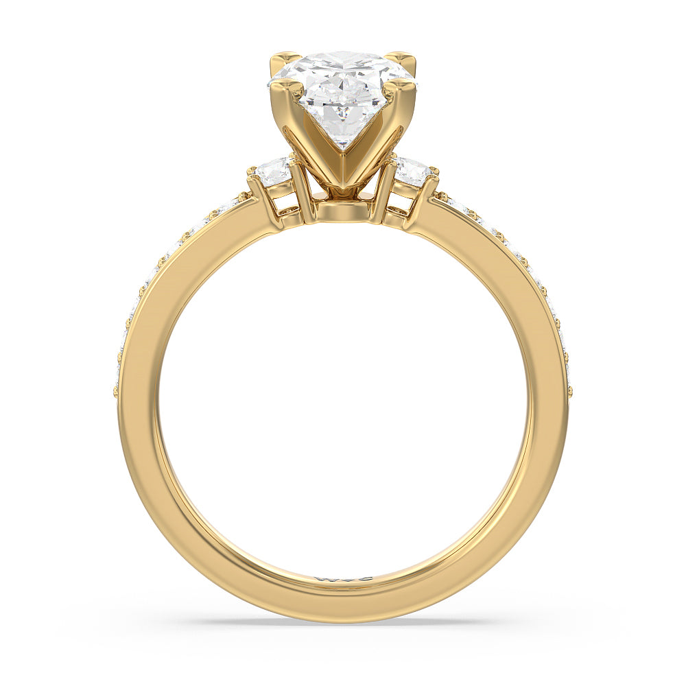 Duet Diamond Engagement Ring with Oval Cut Diamond in 14KT Yellow Gold view 2