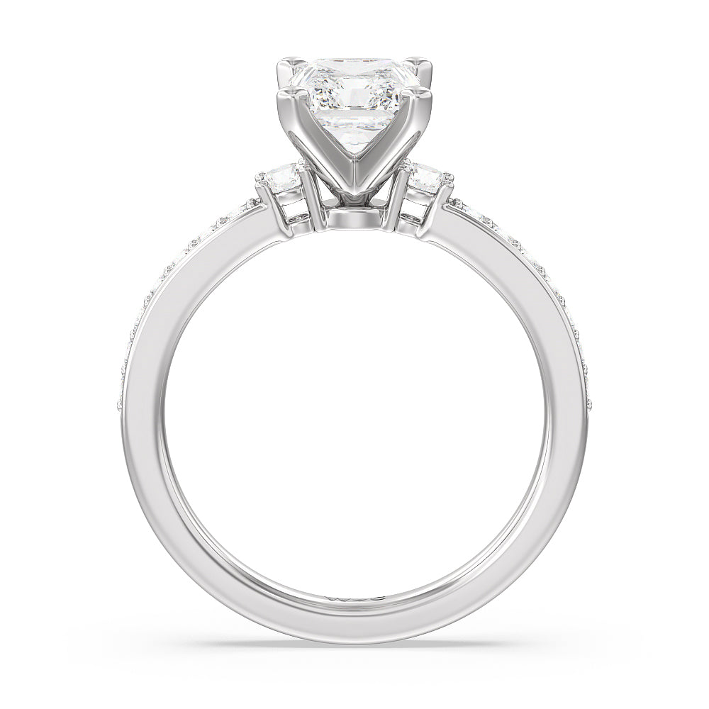 Duet Diamond Engagement Ring with Radiant Cut Diamond in 14KT Platinum view 2