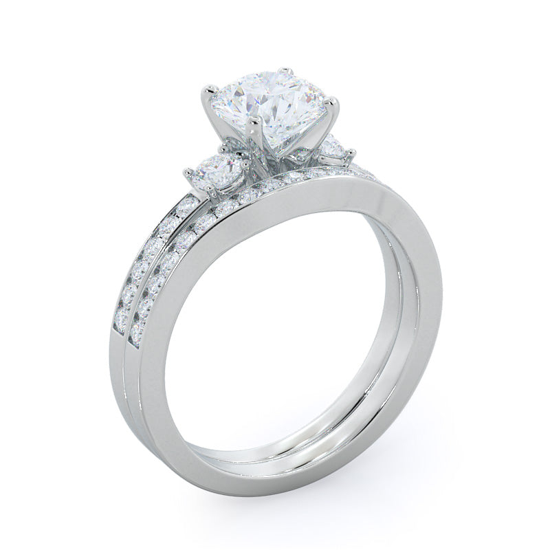 Duet Diamond Engagement Ring with Round Cut Diamond in 14KT Platinum view 4