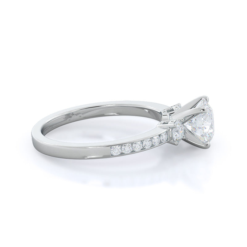 Duet Diamond Engagement Ring with Round Cut Diamond in 14KT Platinum view 3