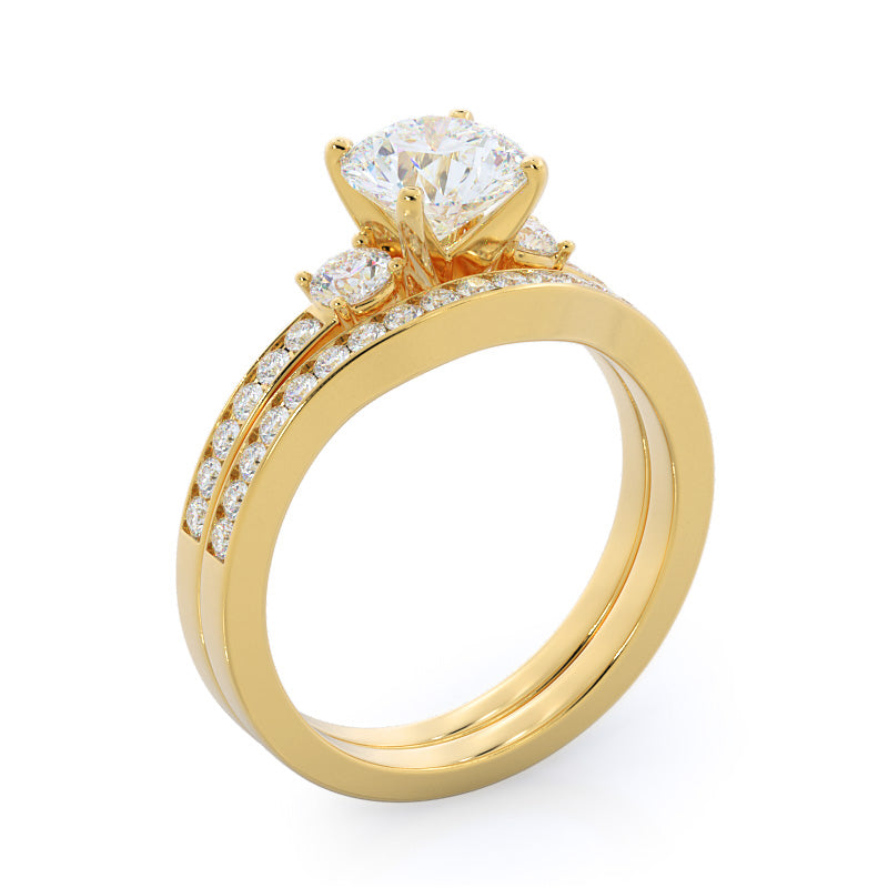 Duet Diamond Engagement Ring with Round Cut Diamond in 14KT Yellow Gold view 4